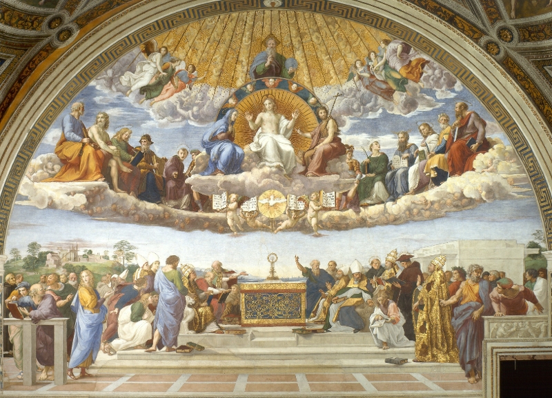 Image of an altar on earth and the heavenly banquet